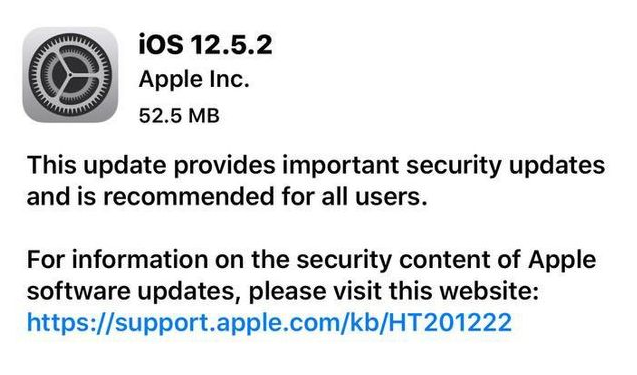 高明苹果手机维修分享iOS12.5.2发布，建议所有老苹果用户安装 